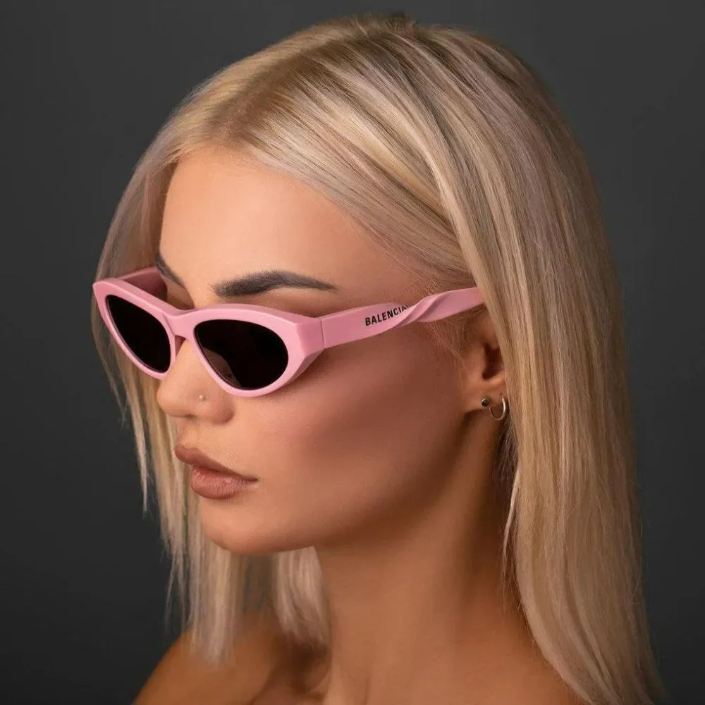 SALE! NEW Balenciaga BB0207S 004 Pink Brown Cat Eye Unisex Sunglasses